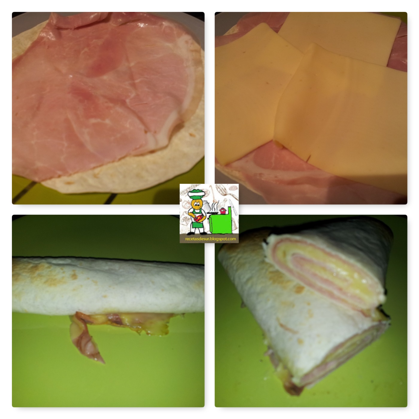 Flauta de jamon cocido y queso