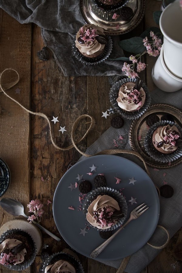 Cupcakes cheesecake de chocolate y oreo