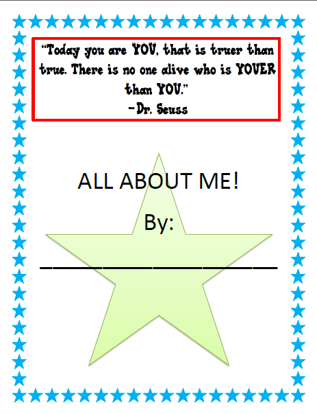 STARS IN FIRST GRADE: All About Me Book Freebie!