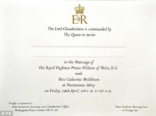 Prince William Wedding Invitation Letter