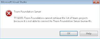TF31002: Unable to connect to this Team Foundation Server