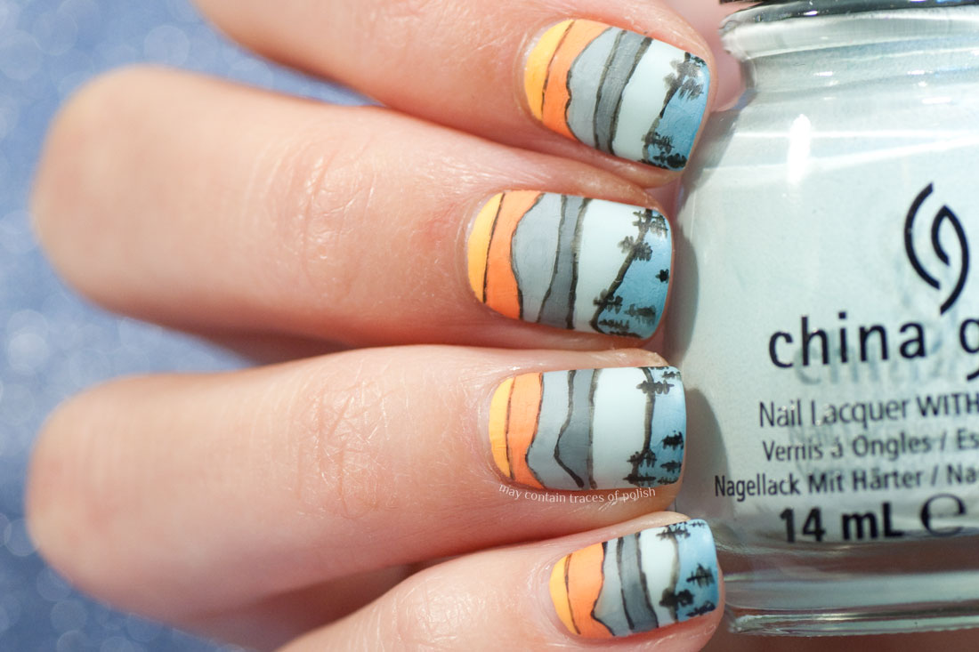 31 Day Challenge: Day 27, Inspired by Artwork - Abstract landscape nail art
