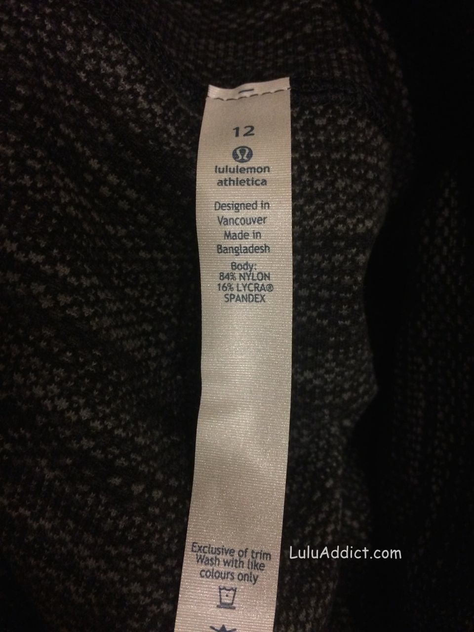lululemon fabric tag