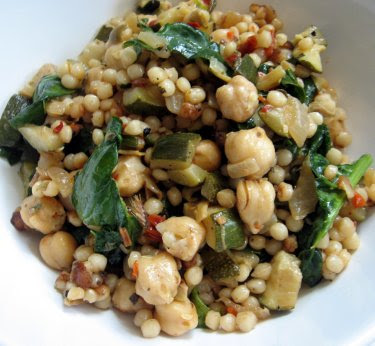 Israeli couscous with chickpeas and Mediterranean vegetables
