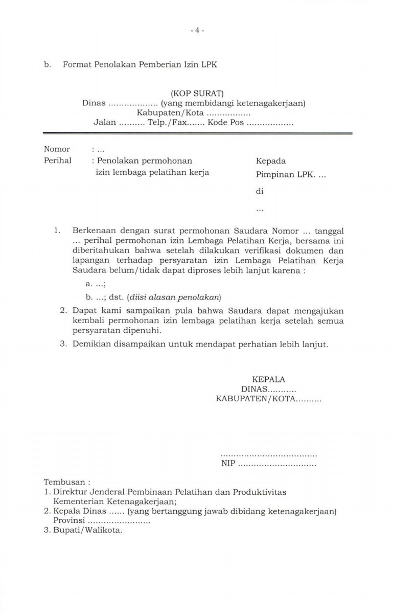 Pembinaan Lembaga Pelatihan Kerja Kepmenaker No 17 Tahun