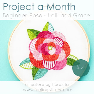 Project a Month 4 Beginner Rose pattern by Lolli and Grace as featured by floresita on Feeling Stitchy