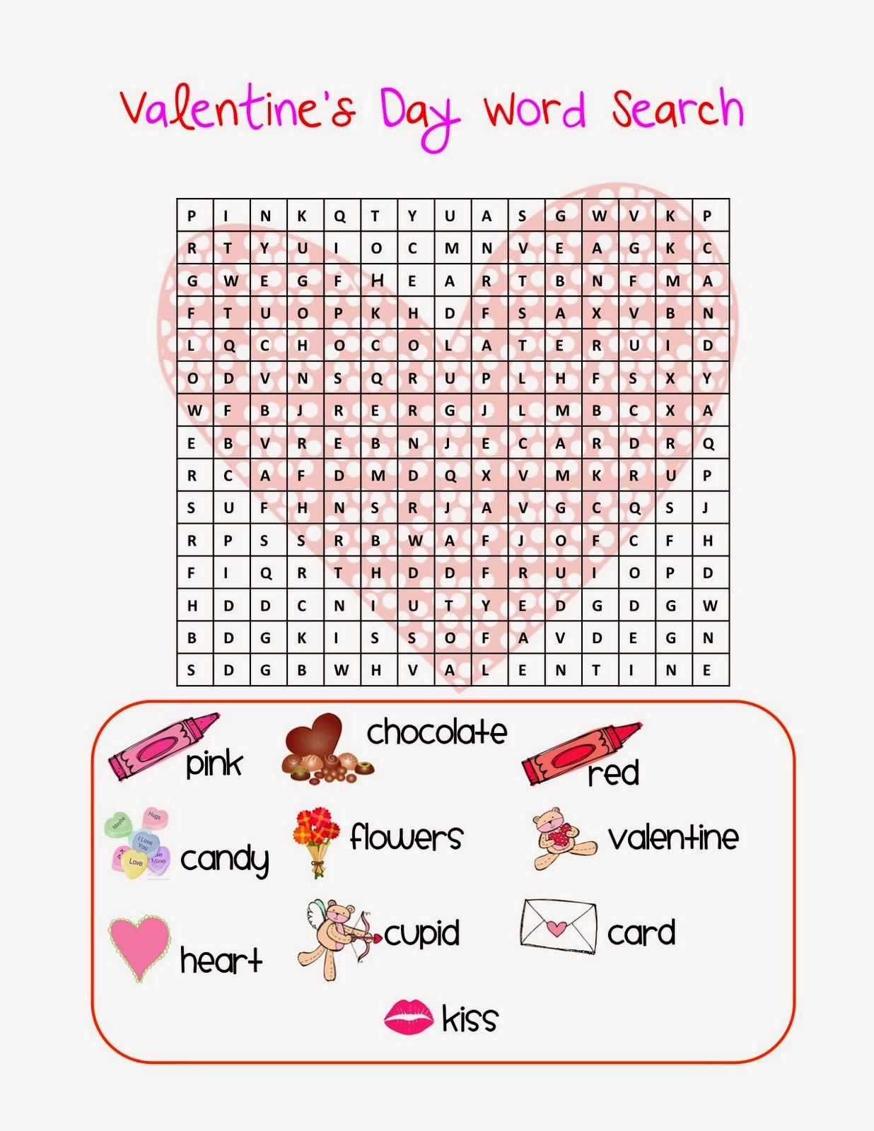 Valentines Word Search Games