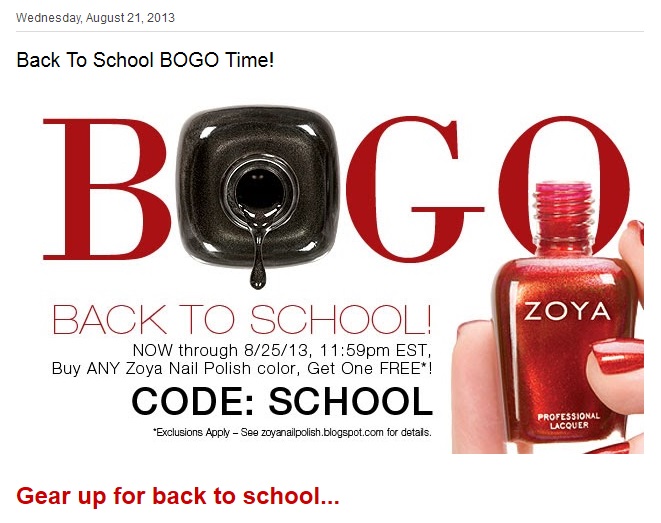 Embee Nails: Zoya Back To School BOGO Time!