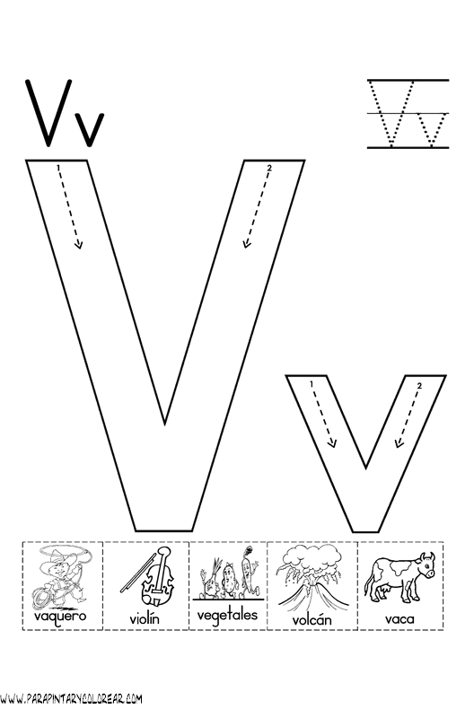 Lista de Palabras con v para colorear | Material para maestros