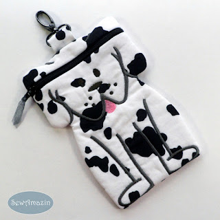  Dog shaped zipper case, black and white spot, dalmation