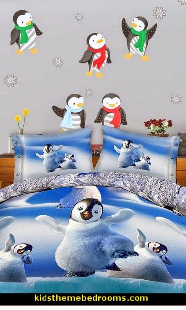 Baby Penguin bedding-Winter Penguin Wall Decal Kit - Holiday Wall Decal Kit