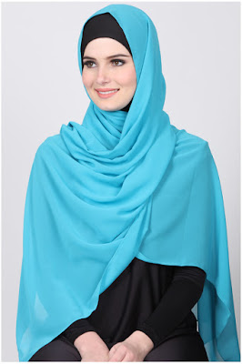 tutorial jilbab pashmina segi empat turquoise