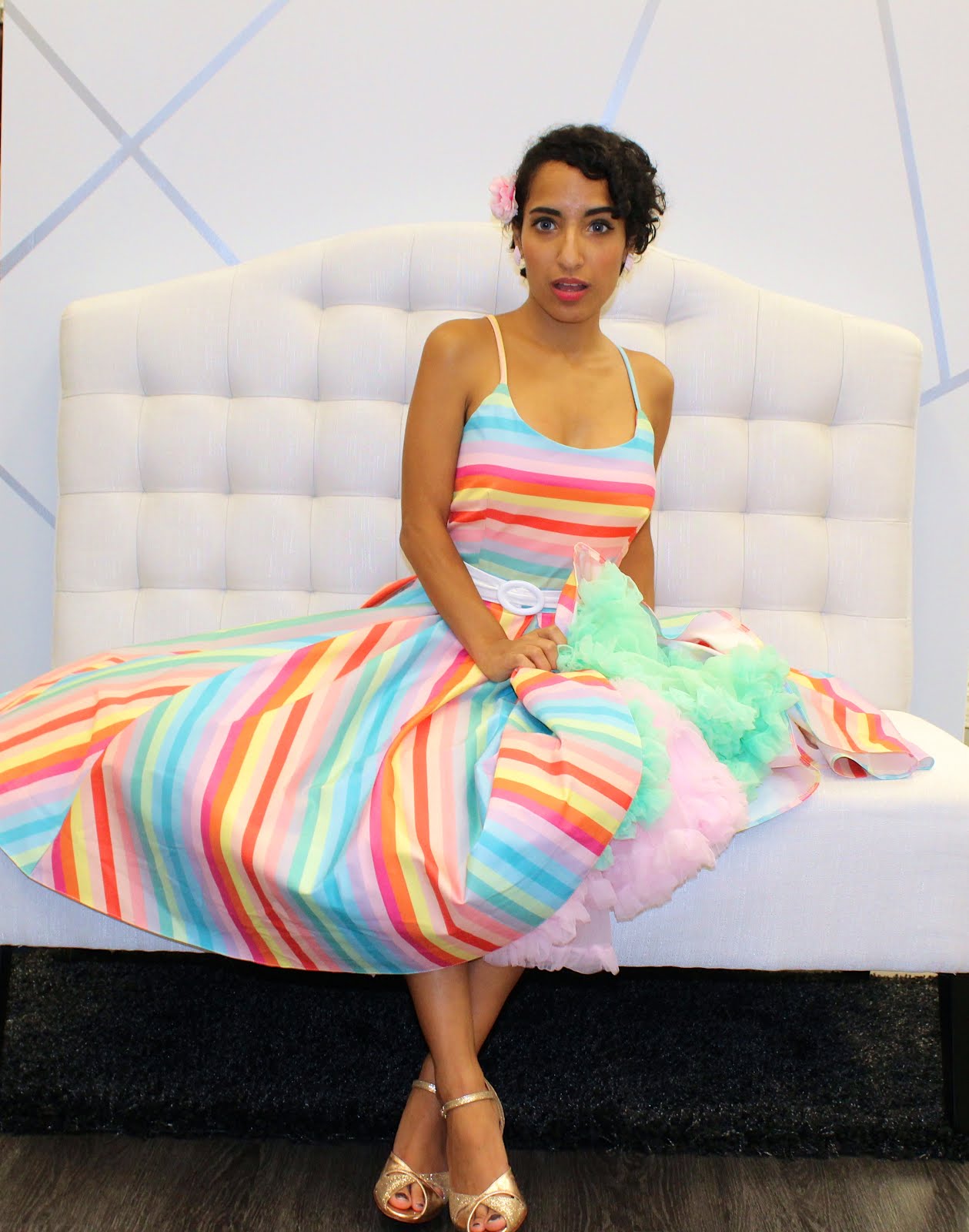 priscilla candy stripe midi dress