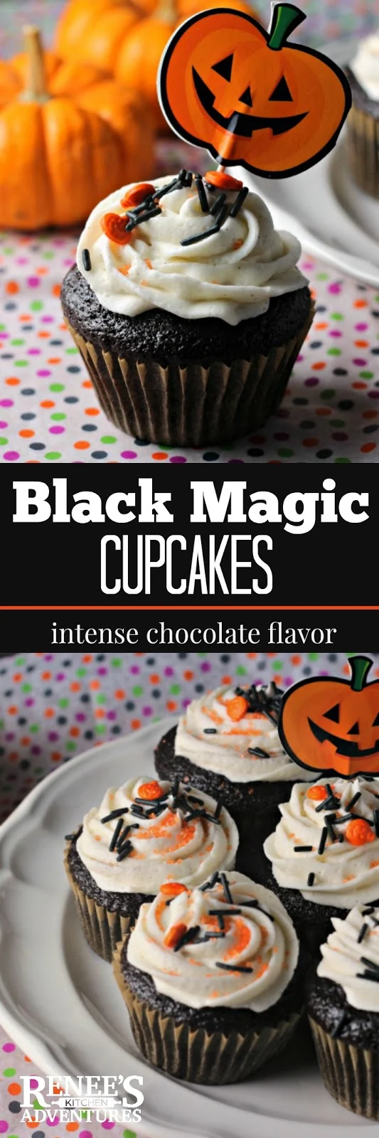 Black Magic Cupcakes with Vanilla Bean Buttercream Icing:  The BEST deep chocolate cake ever! topped with sweet vanilla bean buttercream