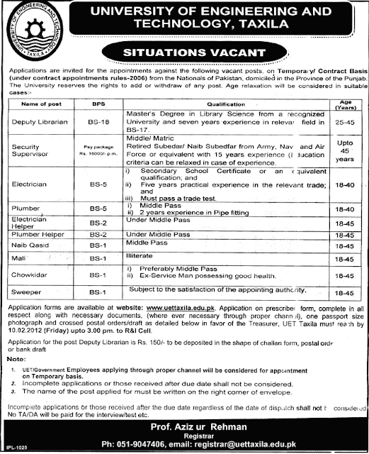 January 2012 PK Jobs