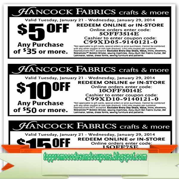 Free Promo Codes and Coupons 2023 Hancock Fabrics Coupons