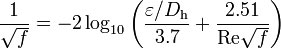 Colebrook & White Equation