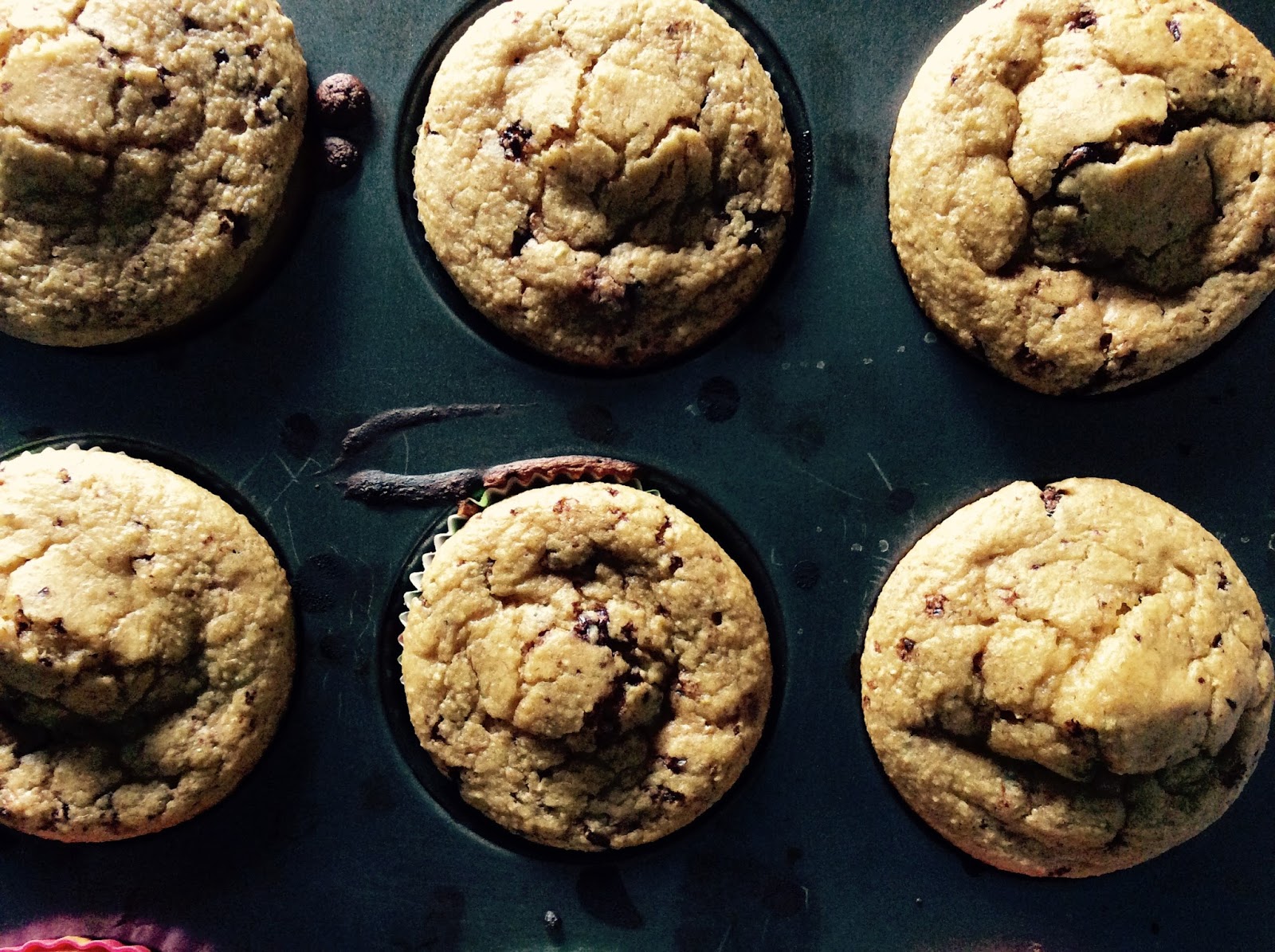 Muffins de banana, aveia e chocolate sem farinha flor do brownie
