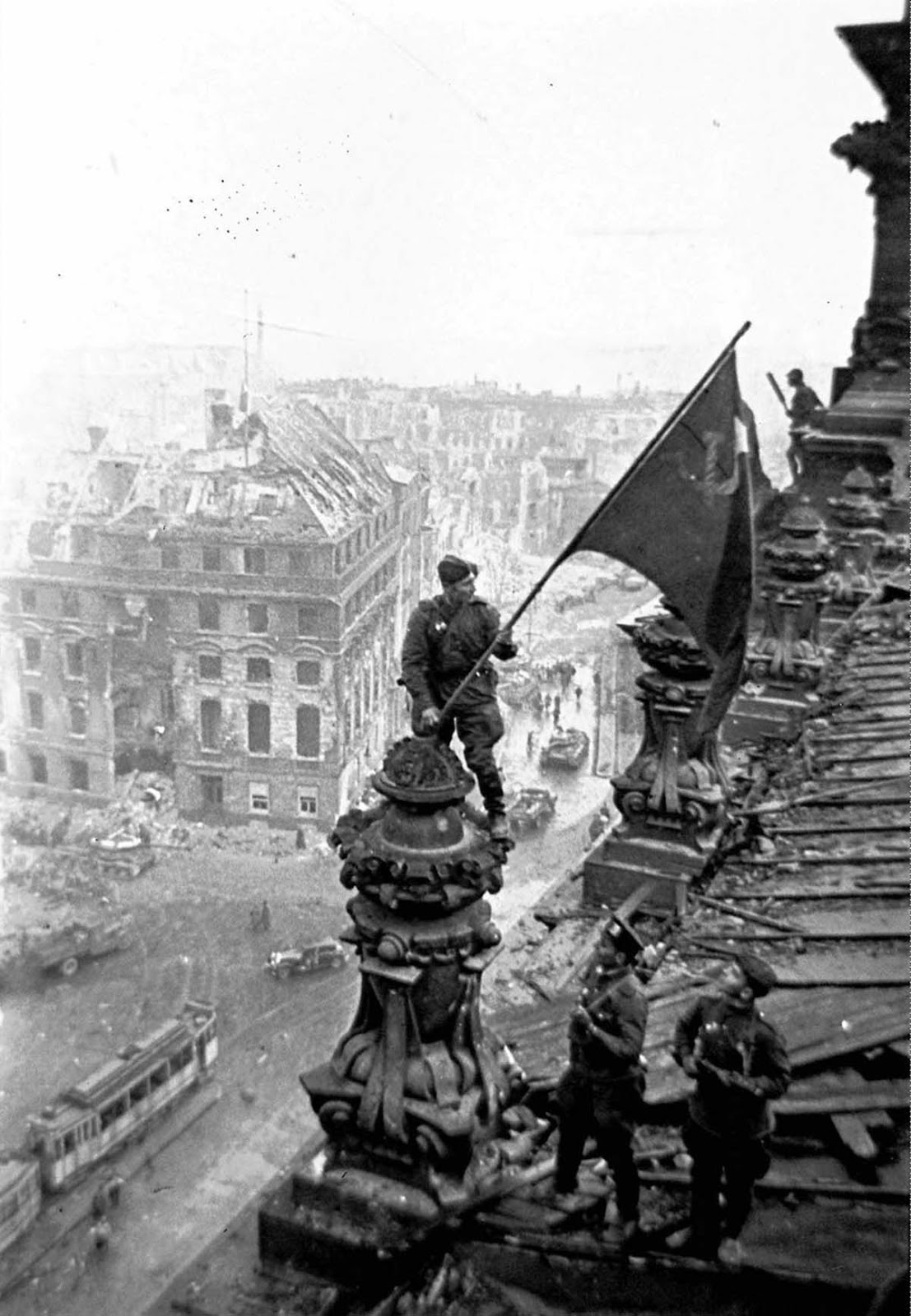 Khaldei took a Soviet flag with him in his luggage.