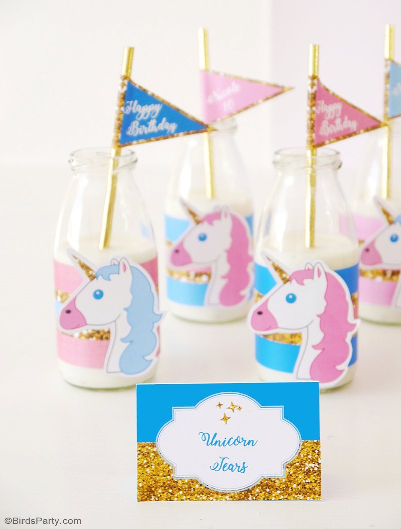 A Unicorn Birthday Slumber Party - with DIY decorations ideas, party printables, food, easy party favors and fun for a girl party or celebration! by BirdsParty.com @BirdsParty