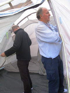 Mr A and J in the tent interior
