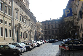 Piazza del Collegio Romano in the Pigna district of Rome, with the college building on the left
