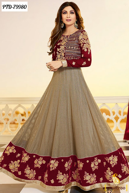 Indian Bollywood Celebrity Shipla Shetty Floor Length Anarkali Salwar Kameez And Dresses Online Shopping