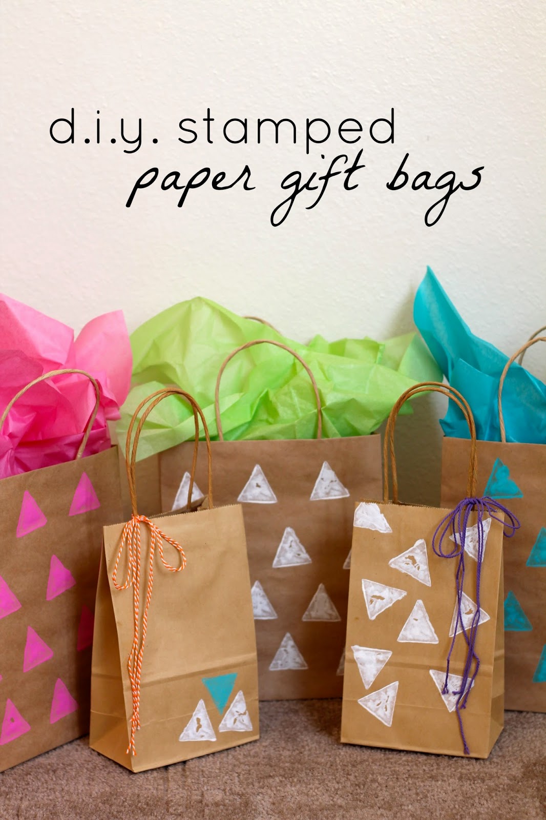 Silver Lining: I'm terrible at gift giving (diy stamped paper gift bags)