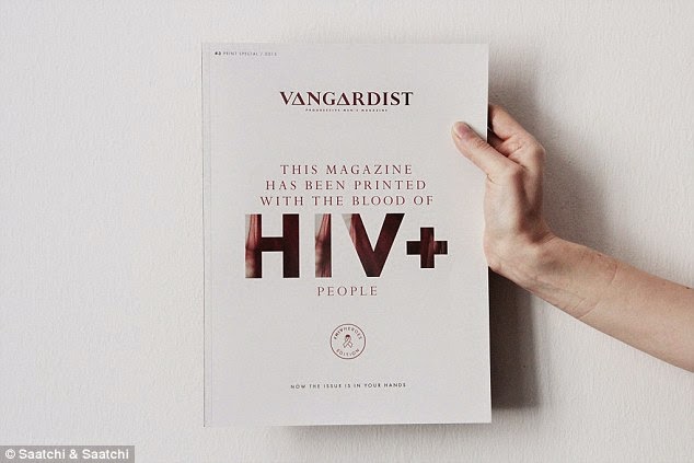 magazine printed with hiv positive blood