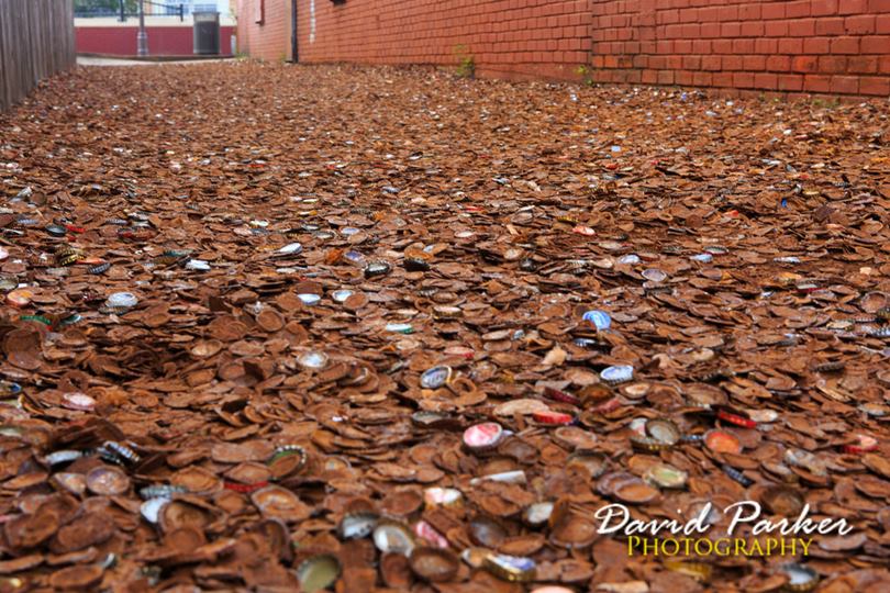 Bottle Cap Alley A street paved with Bottle Caps