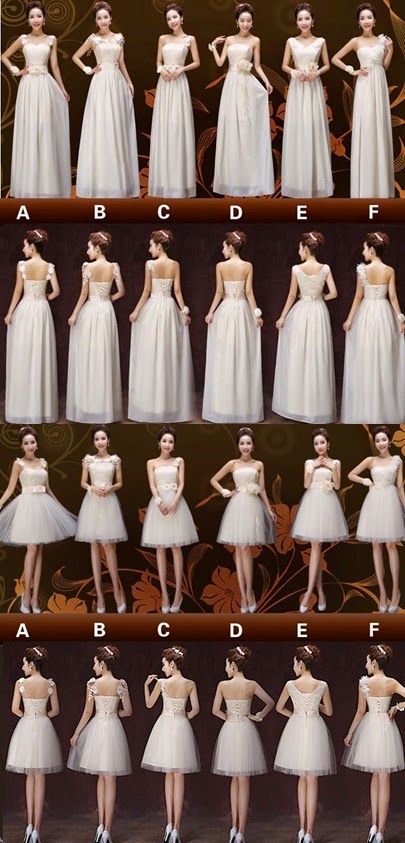 New 2015 Ivory Beige Midi/Maxi Bridesmaids Chiffon Dress