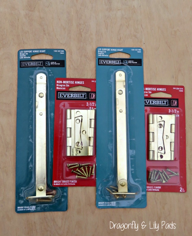 Everbilt Non-Mortise Hinges and Right and Left Lid Hinges with Safety stop.