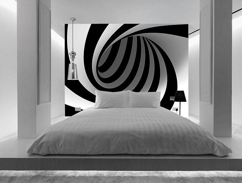 Black and White Spiral Wall Mural