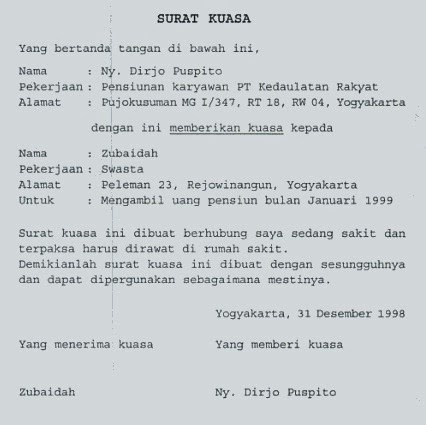 Contoh Surat Kuasa Dan Cara Membuatnya