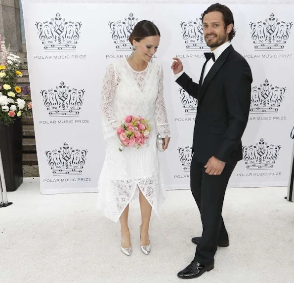 Queen Silvia, Crown Princess Victoria and Prince Daniel, Prince Carl Philip and Princess Sofia of Sweden attend Polar Music Prize 2016. Princess Victoria wore H&M Conscious Exclusive Collection