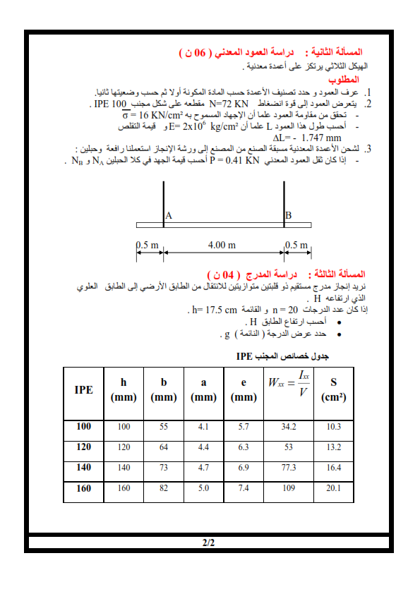 الفرض الاول للثلاثي الأول في الهندسة المدنية للسنة الثالثة ثانوي الفرض 1 للثلاثي الأول في الهندسة المدنية للسنة الثالثة ثانوي