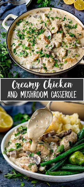 Creamy Chicken and Mushroom One Pan Casserole