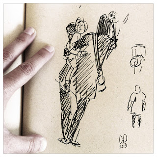 Sketch of a woman holding a baby in pen and marker - drawing by Cesare Asaro