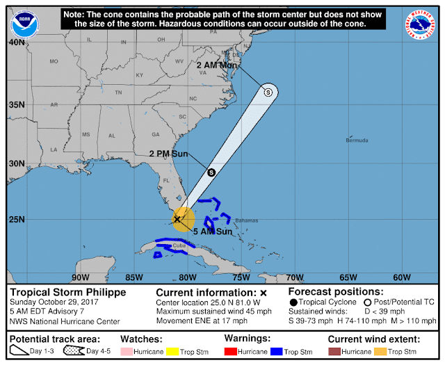 NOAA Tropical Storm Philippe Projected Path, Spaghetti Models
