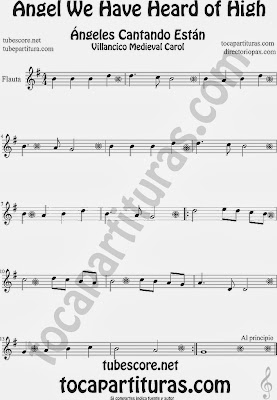 Partitura de para Flauta Travesera, flauta dulce y flauta de pico Villancico Christmas Carol Sheet Music for Flute and Recorder Music Scores
