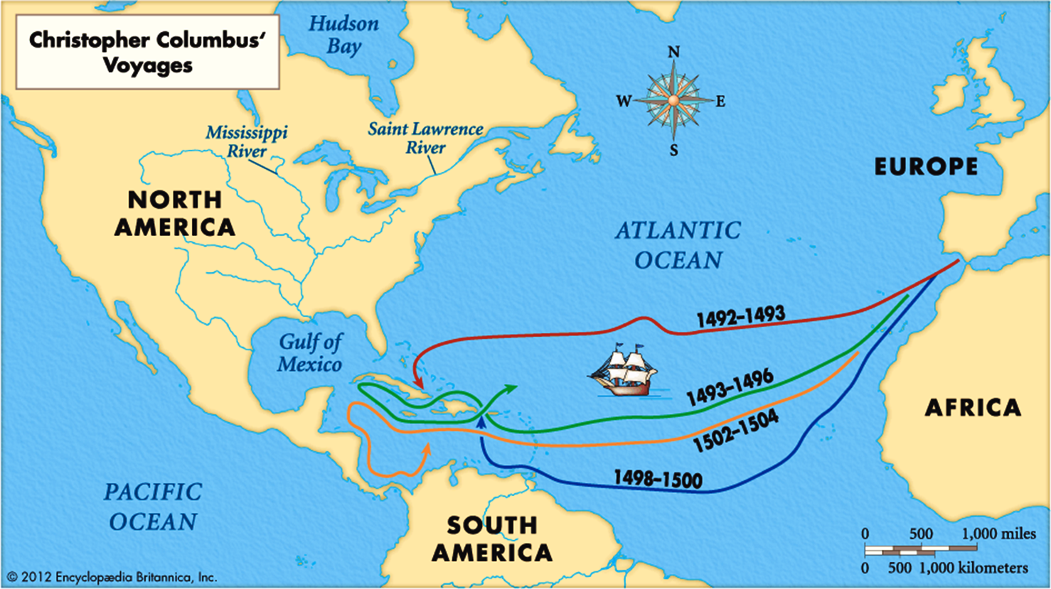 Christopher Columbus Third Voyage Map