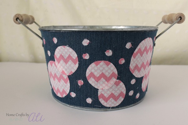 use fabric to makeover a home decor bin