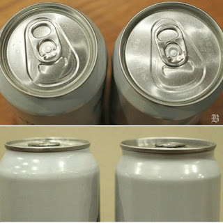 Standard Aluminum Can Design (left) and IDEO Can Design Concept for Sam Adams (right)
