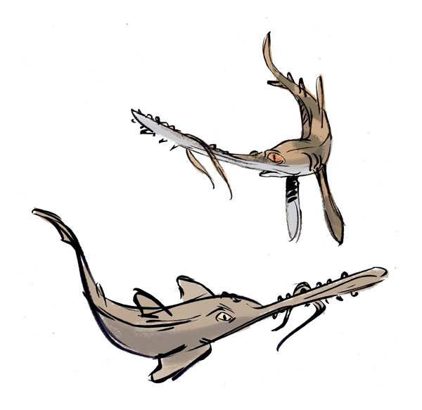 Sharky Malarkey: Longnose Sawshark (Shark Week Sketch Jam Day 3)