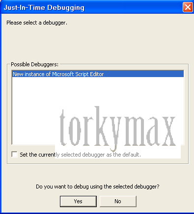 Torkymax حل مشكلة Just In Time Debugger في Internet Explorer