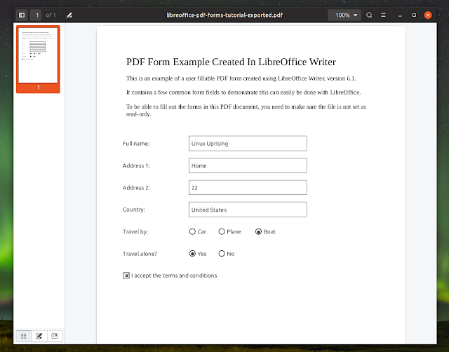 Fill PDF forms Linux Evince