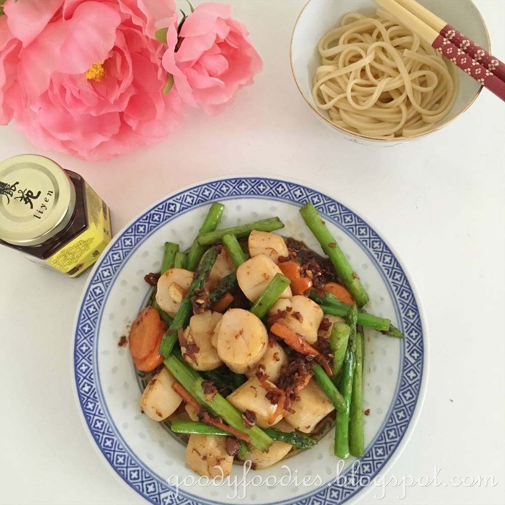GoodyFoodies Recipe Stir Fried Scallops with Asparagus and XO Sauce