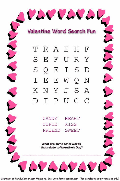 6 Valentine Word Search Puzzles Printable For Kids