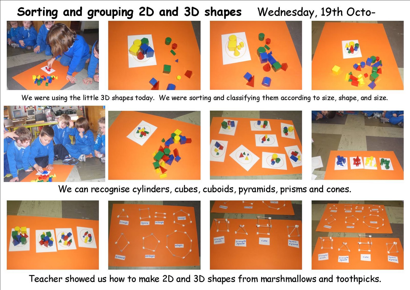 Maths Page 2D and 3D shapes in Senior infants