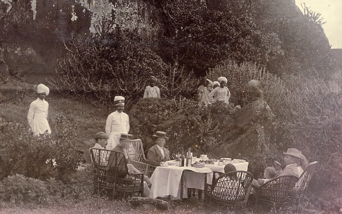 A Picnic Party, Indian Servants Waiting nearby - c1890's